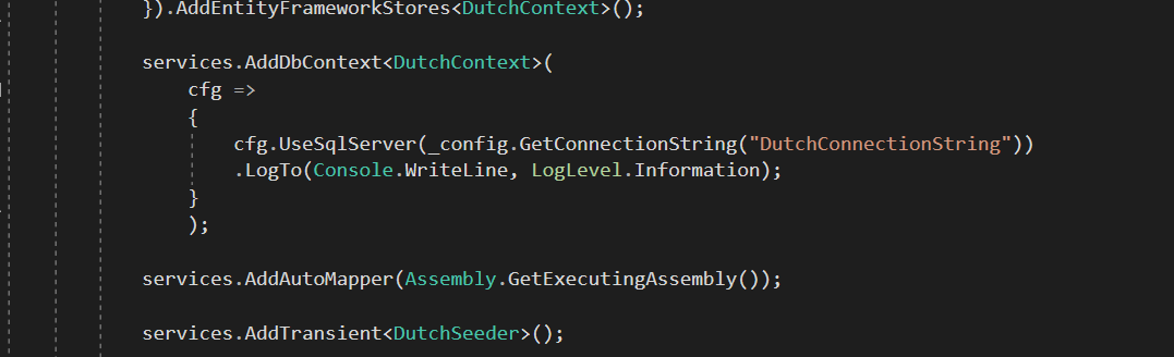 Setting up logging for entity framework 5 using the LogTo() method.